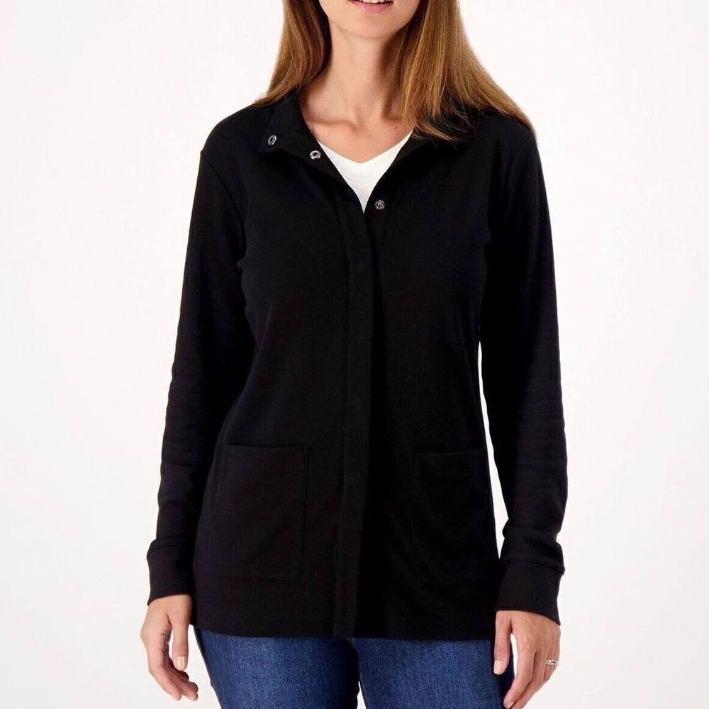 Isaac Mizrahi Live! Essentials Hidden Snap Front Cardigan